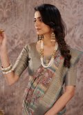 Multi Colour Cotton  Digital Print Classic Designer Saree for Engagement - 1