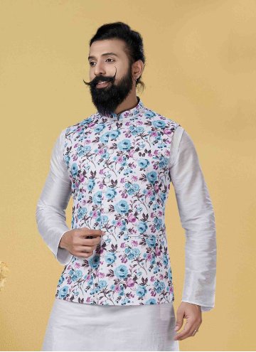 Multi Colour Cotton  Print Nehru Jackets