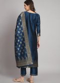 Multi Colour Cotton Silk Jacquard Work Salwar Suit for Festival - 1
