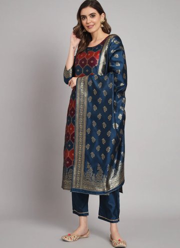 Multi Colour Cotton Silk Jacquard Work Salwar Suit