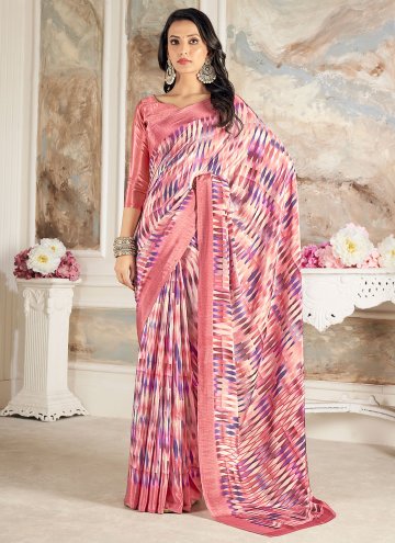 Multi Colour Crepe Silk Printed Classic Designer Saree for Casual