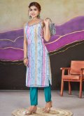 Multi Colour Designer Kurti in Chanderi Silk with Digital Print - 1