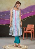 Multi Colour Designer Kurti in Chanderi Silk with Digital Print - 3