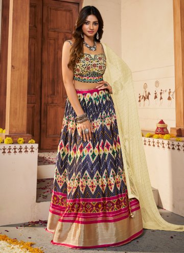 Multi Colour Designer Lehenga Choli in Silk with D