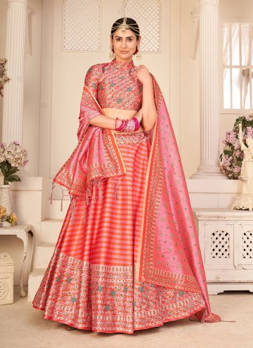 Multi Colour Designer Lehenga Choli in Silk with D