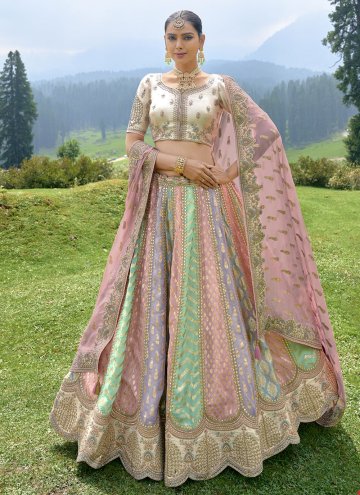 Multi Colour Designer Lehenga Choli in Silk with E