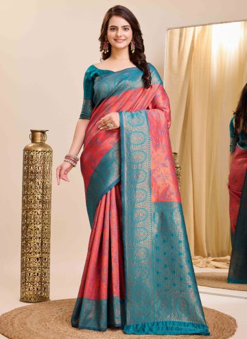 Multi Colour Designer Saree in Kanjivaram Silk wit