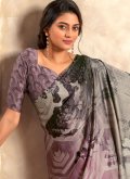 Multi Colour Designer Saree in Satin Silk with Print - 1