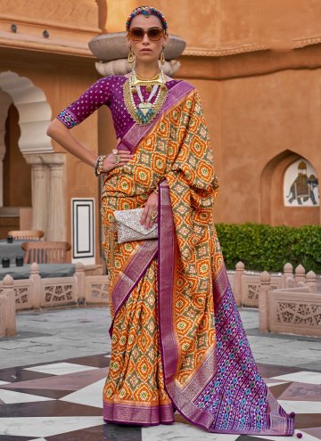 Multi Colour Designer Saree in Silk with Foil Prin