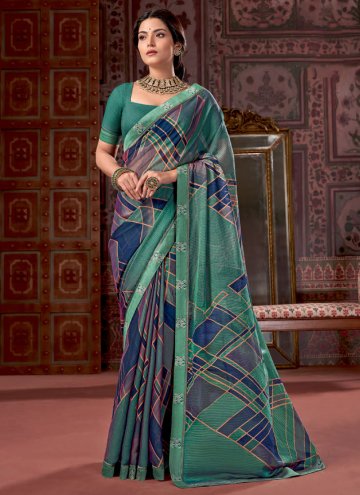 Multi Colour Fancy Fabric Print Trendy Saree