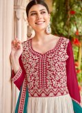 Multi Colour Faux Georgette Embroidered Trendy Salwar Kameez - 1