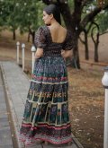 Multi Colour Floor Length Gown in Chanderi with Digital Print - 1