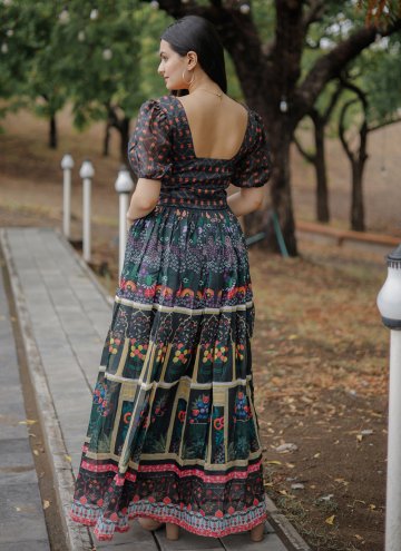 Multi Colour Floor Length Gown in Chanderi with Digital Print