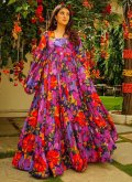 Multi Colour Georgette Digital Print Gown for Ceremonial - 1