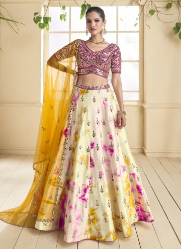 Multi Colour Georgette Embroidered Readymade Lehen