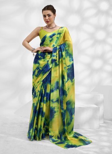 Multi Colour Georgette Satin Plain Work Trendy Saree for Casual