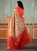 Multi Colour Handloom Silk Floral Print Silk Saree - 3
