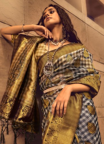 Multi Colour Handloom Silk Woven Designer Saree for Ceremonial
