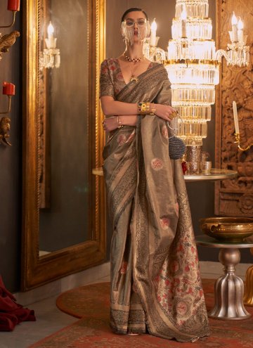 Multi Colour Handloom Silk Woven Designer Saree fo
