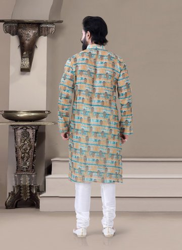 Multi Colour Jacquard Printed Kurta Pyjama for Ceremonial