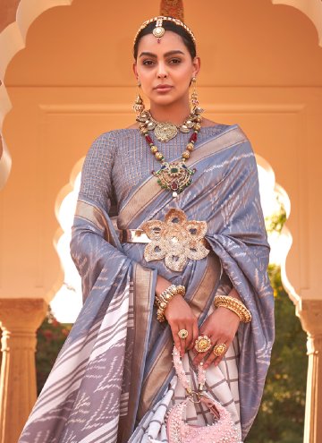 Multi Colour Kanchipuram Silk Printed Classic Designer Saree for Engagement