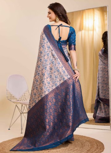 Multi Colour Kanjivaram Silk Jacquard Work Designer Saree for Ceremonial
