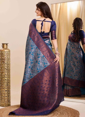 Multi Colour Kanjivaram Silk Jacquard Work Trendy Saree for Casual