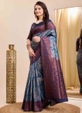 Multi Colour Kanjivaram Silk Jacquard Work Trendy Saree for Casual - 2