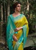 Multi Colour Kanjivaram Silk Woven Trendy Saree for Festival - 1