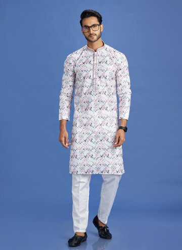 Multi Colour Kurta Pyjama in Cotton  with Digital Print