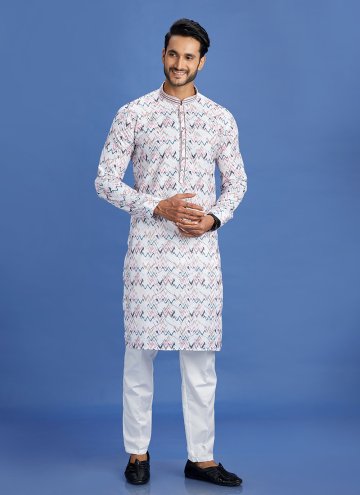 Multi Colour Kurta Pyjama in Cotton  with Digital 