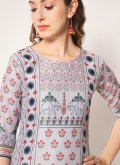 Multi Colour Muslin Embroidered Straight Salwar Kameez - 1