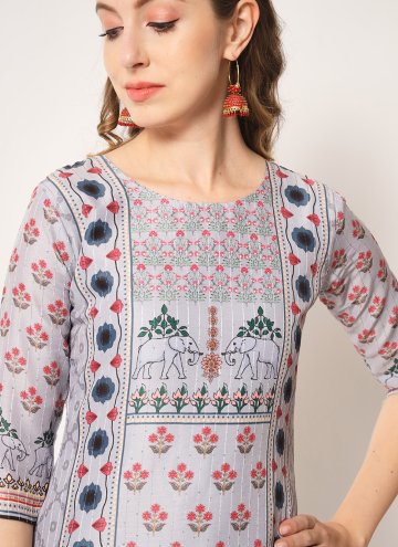 Multi Colour Muslin Embroidered Straight Salwar Kameez