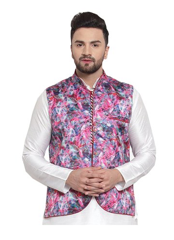Multi Colour Nehru Jackets in Satin with Printed