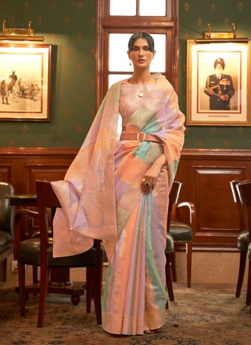 Multi Colour Organza Woven Traditional Saree for F