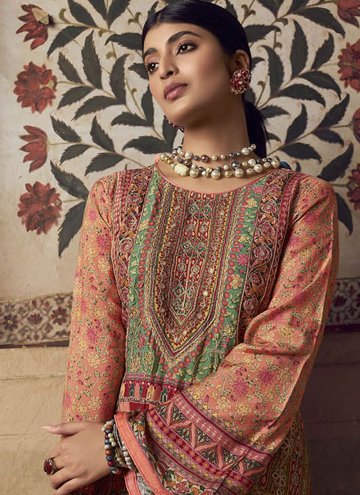 Multi Colour Pakistani Suit in Muslin with Digital Print