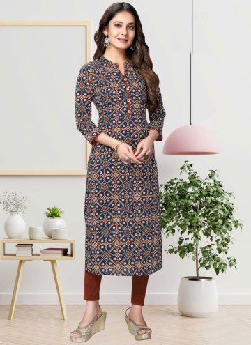 Multi Colour Party Wear Kurti in Cotton  with Printed