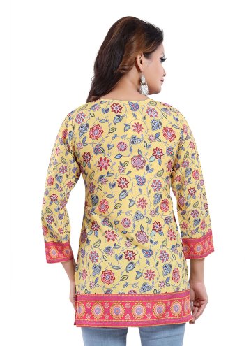 Multi Colour Party Wear Kurti in Faux Crepe with Print