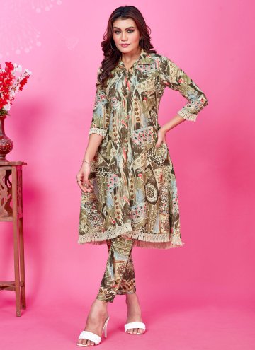 Multi Colour Party Wear Kurti in Rayon with Printe