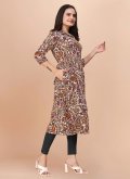 Multi Colour Party Wear Kurti in Soft Cotton with Printed - 1