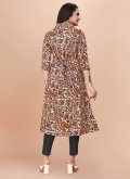 Multi Colour Party Wear Kurti in Soft Cotton with Printed - 2