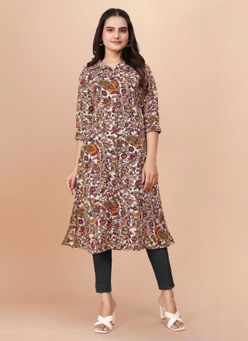 Multi Colour Party Wear Kurti in Soft Cotton with 