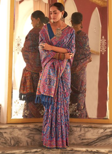 Multi Colour Pashnima Silk Woven Classic Designer Saree for Engagement