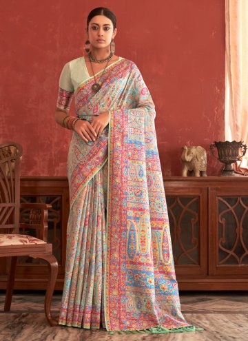 Multi Colour Pashnima Silk Woven Contemporary Saree for Engagement