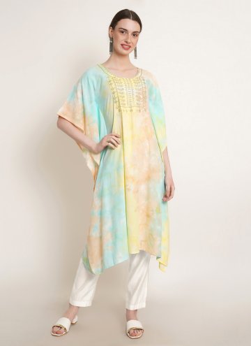 Multi Colour Rayon Embroidered Designer Kurti for 