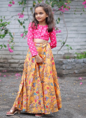 Multi Colour Readymade Lehenga Choli in Tussar Silk with Digital Print