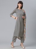 Multi Colour Salwar Suit in Faux Crepe with Digital Print - 2