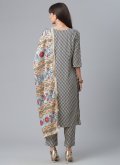 Multi Colour Salwar Suit in Faux Crepe with Digital Print - 3