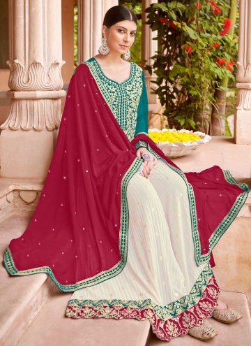 Multi Colour Salwar Suit in Faux Georgette with Embroidered