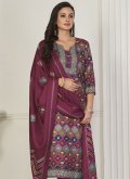 Multi Colour Salwar Suit in Pashmina with Digital Print - 3